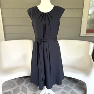 Calvin Klein - Navy Pleated A-Line Dress, Office, Church